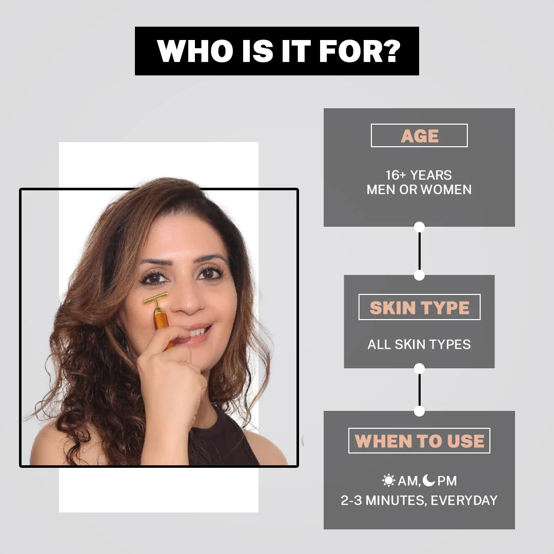 24K Gold Energy Beauty Bar Electric Facial Massage Roller