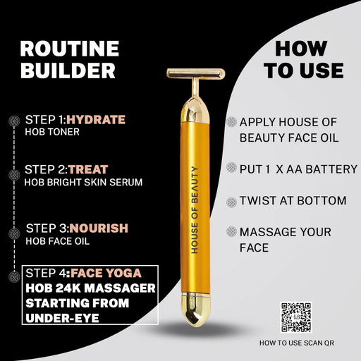 24K Gold Energy Beauty Bar Electric Facial Massage Roller